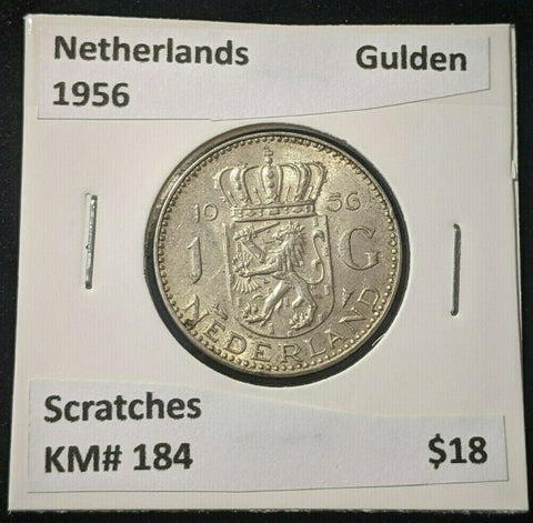 Netherlands 1956 Gulden KM# 184 Scratches #460