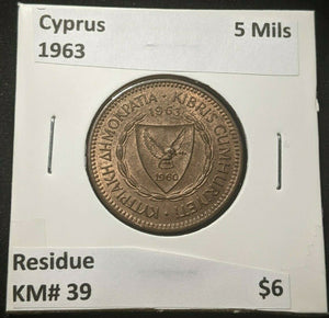 Cyprus 1963 5 Mils KM# 39 Residue #249