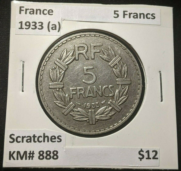 France 1933 (a) 5 Francs KM# 888 Scratches #250