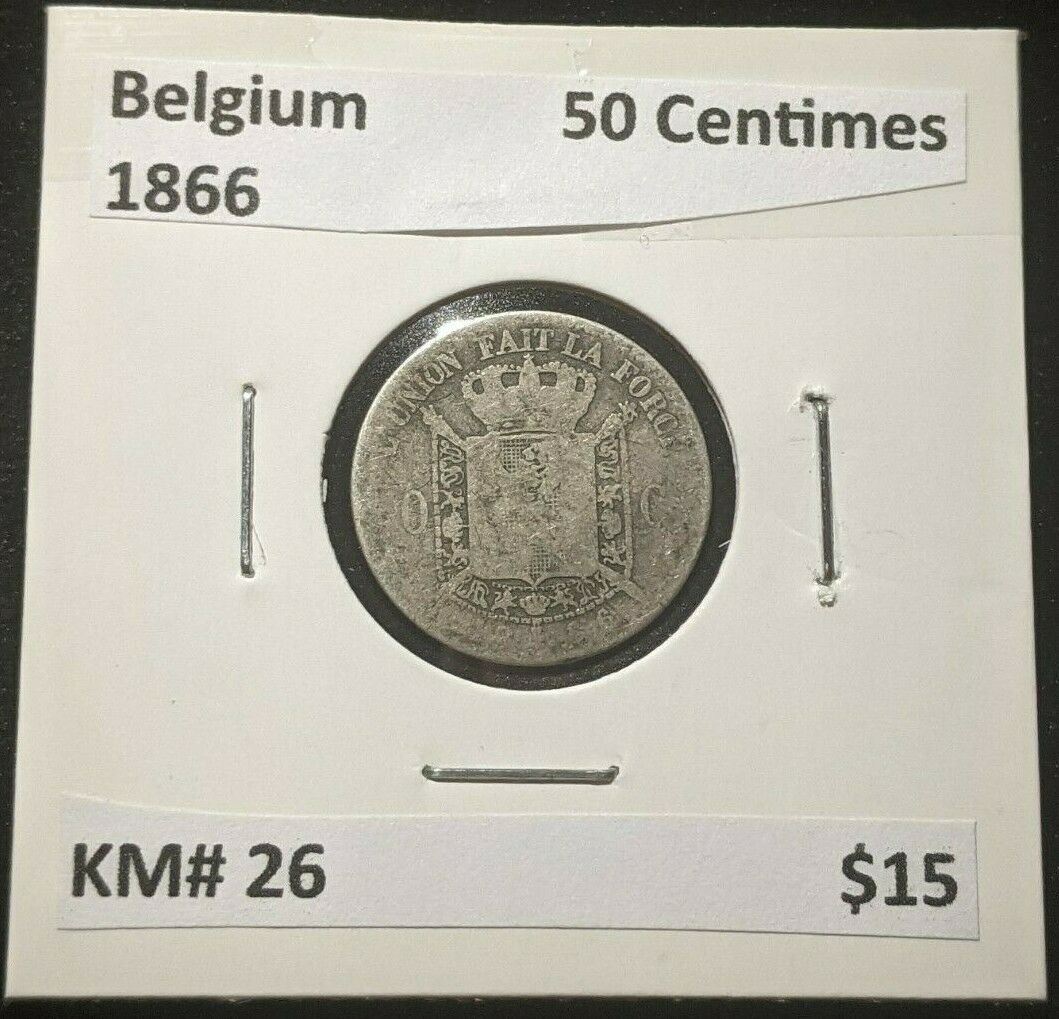 Belgium 1866 50 Centimes KM# 26 #029