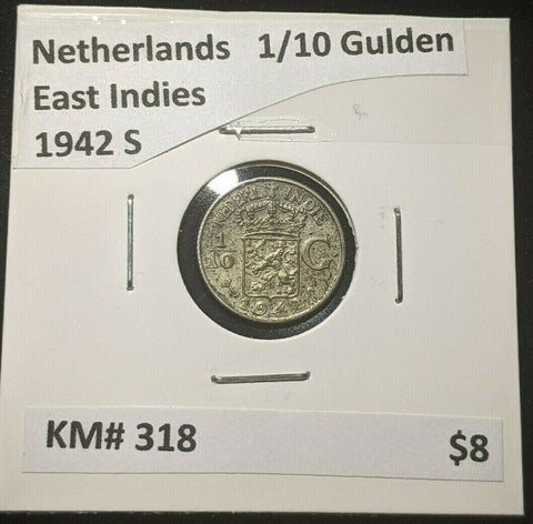 Netherlands East Indies 1942 S 1/10 Gulden KM# 318 #240