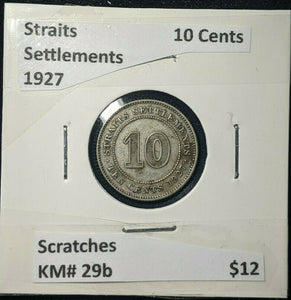 Straits Settlements 1927 10 Cents 10c KM# 29b Scratches  #478