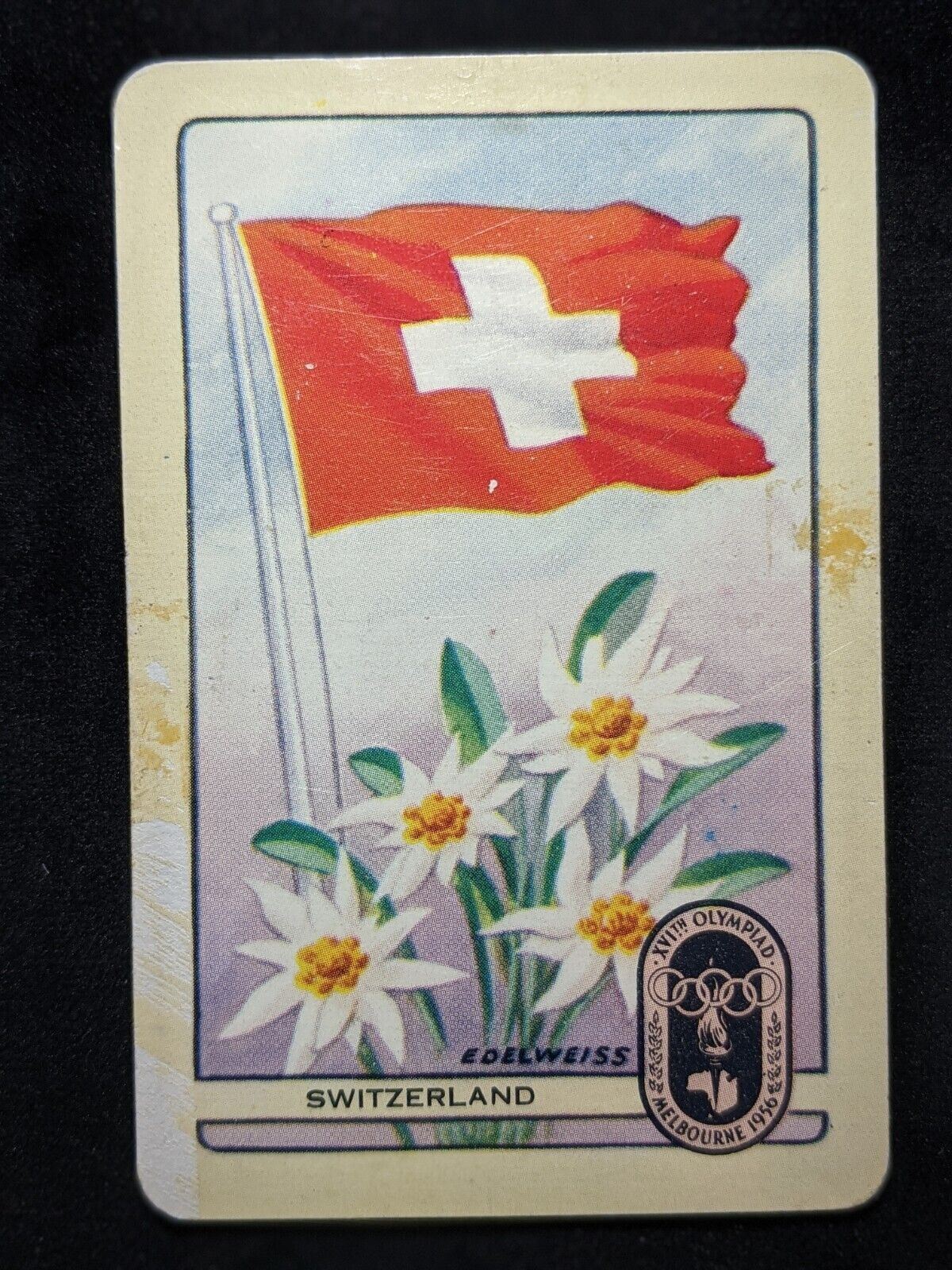 Coles Named Series Original 1950's 1956 Olympic Games Large Flag Switzerland #18