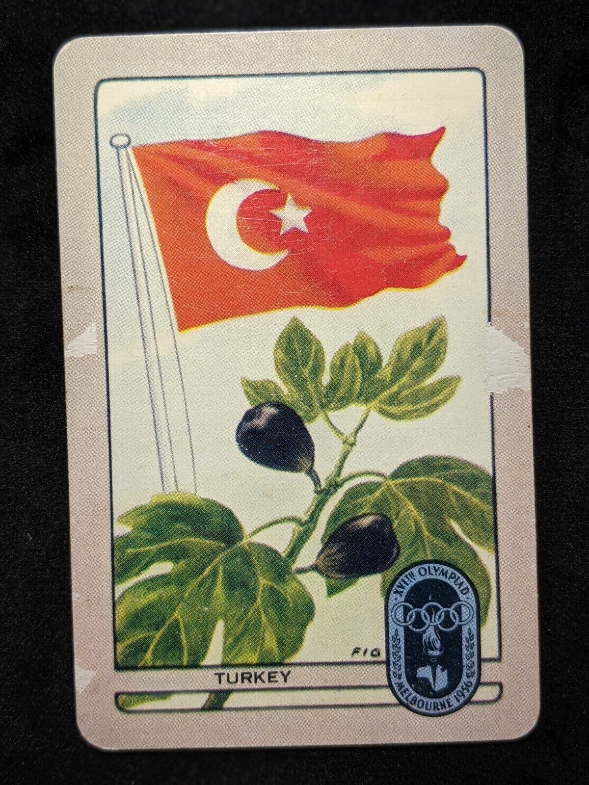 Coles Named Series Original 1950's 1956 Olympic Games Large Flag Turkey #008