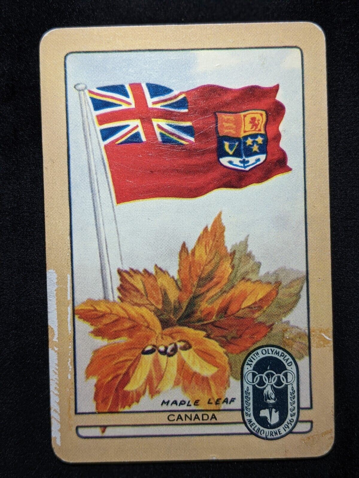 Coles Named Series Original 1950's 1956 Olympic Games Large Flag Canada #015