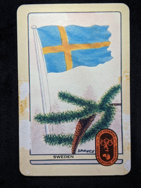 Coles Named Series Original 1950's 1956 Olympic Games Large Flag Sweden #029