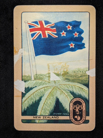 Coles Named Series Original 1950's 1956 Olympic Games Large Flag New Zealand #26
