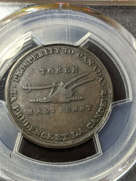 Upper Canada nd(1824)1/2 half penny UC-2A5 Br-718 Token PCGS XF40 Extremely Fine