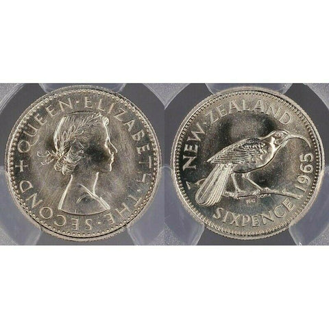 New Zealand 1965 Sixpence 6d PCGS MS67 FDC UNC   #588
