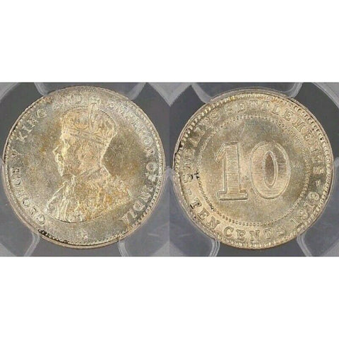 Straits Settlements 1919 Ten Cent 10C PCGS MS64 GEM UNC   #466