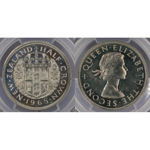 New Zealand 1965 Prooflike Half Crown - PCGS PL63 Choice UNC   #587