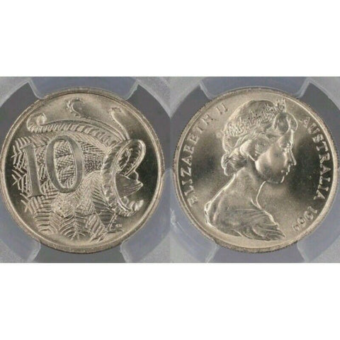 1969 Ten Cent 10c Australia PCGS MS66 GEM UNC   #498