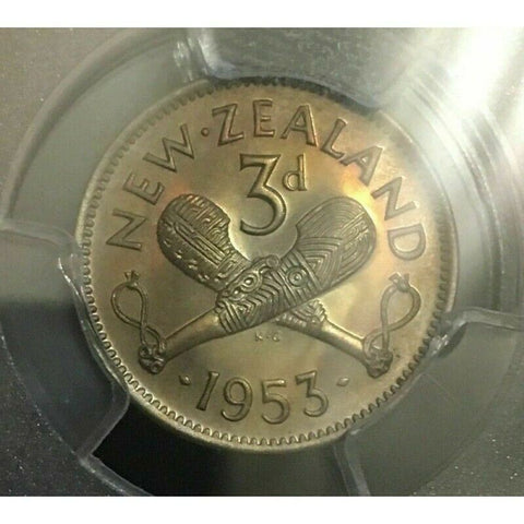 New Zealand 1953 Proof Threepence 3d - PCGS PR66 GEM UNC   #350