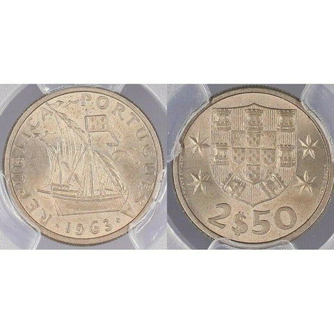 Portugal 1963 2-1/2 Escudos MS64 PCGS GEM UNC   #630