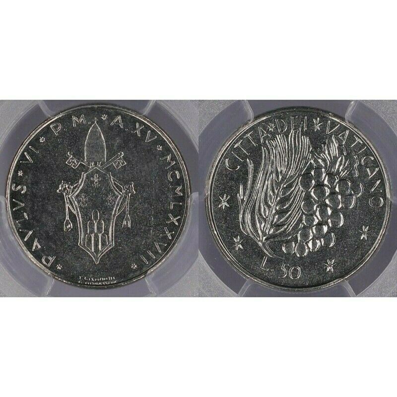 Vatican City 1977 50 Lire PCGS MS66 GEM UNC   #312