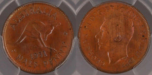 1951P Austraila Half Penny 1/2d with dot PCGS MS64 BN   #830