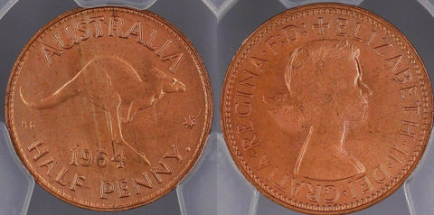 1964 (P) Austraila Half Penny 1/2d PCGS MS65 RD   #402