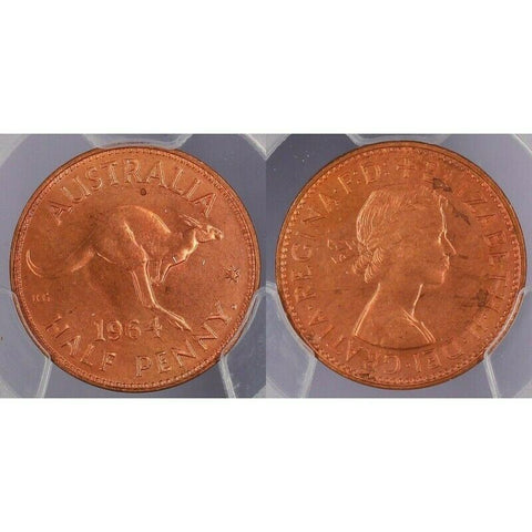 1964 (P) Austraila Half Penny 1/2d PCGS MS64 RD   #730