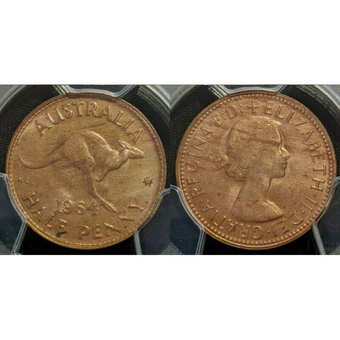 1964 (P) Austraila Half Penny 1/2d PCGS MS64 RD   #724
