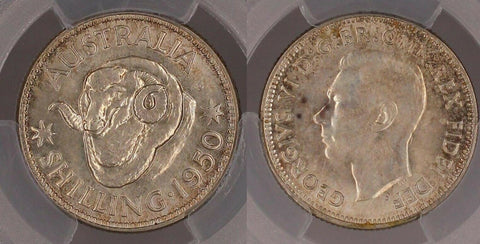 1950 M Shilling 1/- Australia PCGS MS62 UNC   #787