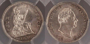 Great Britain 1836 4d Four Pence PCGS MS64 Gem Unc S-3837   #846