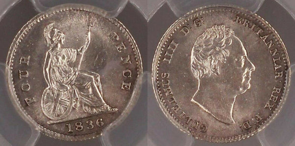 Great Britain 1836 4d Four Pence PCGS MS64 Gem Unc S-3837   #846