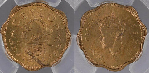 Ceylon 1951 2c Two cents PCGS MS64 Gem Unc KM# 119   #887