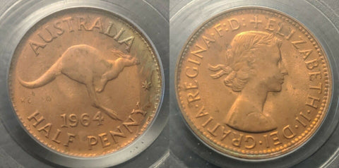 1964 P Half Penny 1/2d Australia PCGS MS63RB   #834