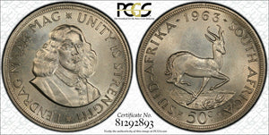 South Africa 1963 Silver 50 Cents PCGS Proof Like PL66 Gem Unc KM#62 #910