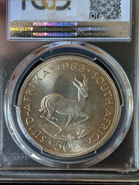 South Africa 1963 Silver 50 Cents PCGS Proof Like PL66 Gem Unc KM#62 #910