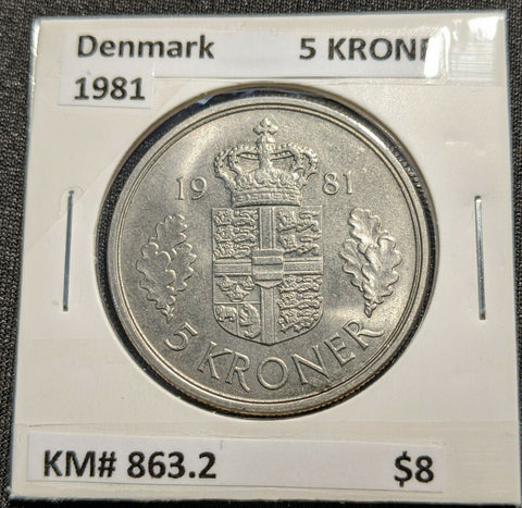 Denmark 1981 5 Kroner KM# 863.2
