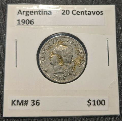 Argentina 1906 20 Centavos KM# 36  #A35   #15A