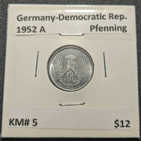Germany Democratic Republic 1952 A Pfennig KM# 5  7C