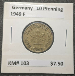 Germany 1949 F 10 Pfenning KM#103 #A269   8B