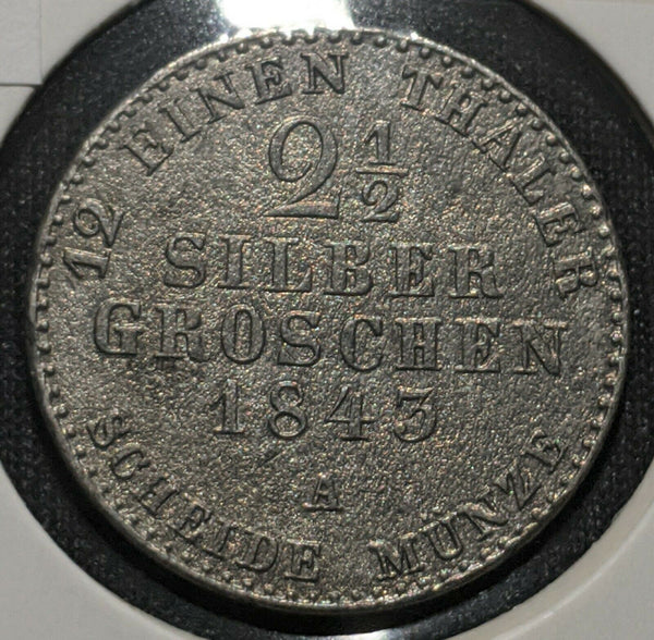 German States Prussia 1843 A 2- 1/2 Silber Groschen KM# 444  7C