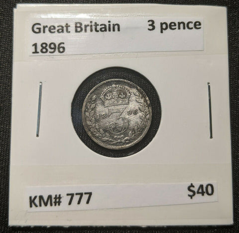Great Britain 1896 Threepence 3d KM# 777