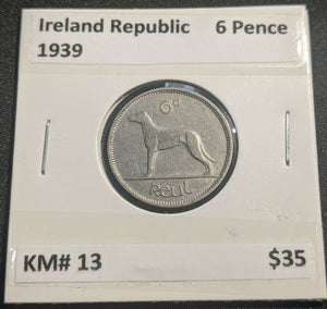 Ireland Republic 1939 6d Sixpence KM# 13