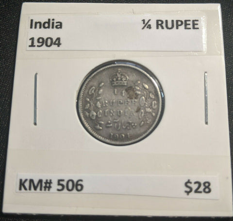 India 1904 1/4 Quarter Rupee KM# 506