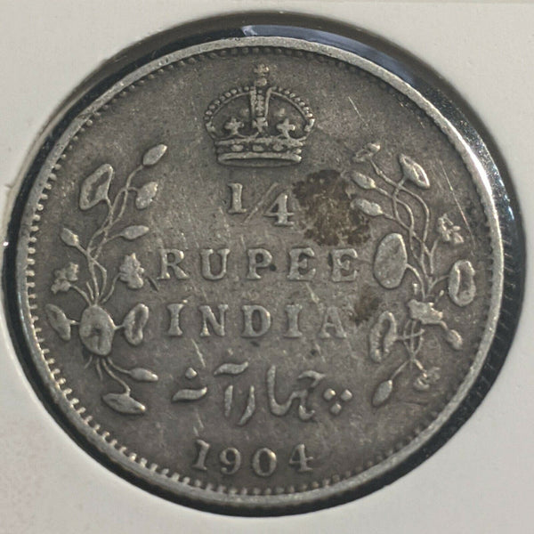 India 1904 1/4 Quarter Rupee KM# 506