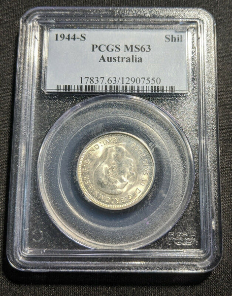 1944-S Shilling 1/- PCGS MS63 CHOICE UNC #920