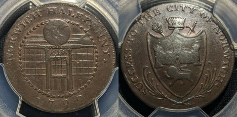 Great Britain 1792 1/2D Half Penny Norfolk, Norwich PCGS XF40 DH-28 #1028