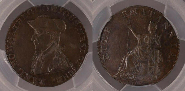 Great Britain 1794 Tk 1/2D Half Penny Hampshire, Emsworth DH-13 PCGS MS62BN UNC