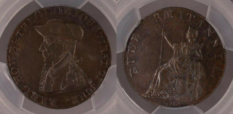 Great Britain 1794 Tk 1/2D Half Penny Hampshire, Emsworth DH-13 PCGS MS62BN UNC