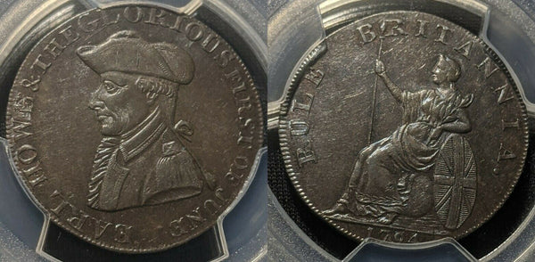 Great Britain 1794 Tk 1/2D Half Penny Hampshire, Emsworth DH-13 PCGS MS62BN UNC