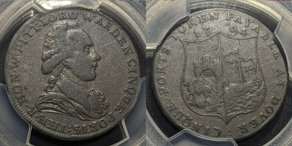 Great Britain 1794 Tk 1/2D Half Penny Kent Dover DH-16a PCGS VF35 Very Fine