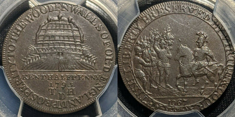 Great Britain 1795 Tk 1/2D Half Penny Kent Deptford DH-13 PCGS AU Details #1049