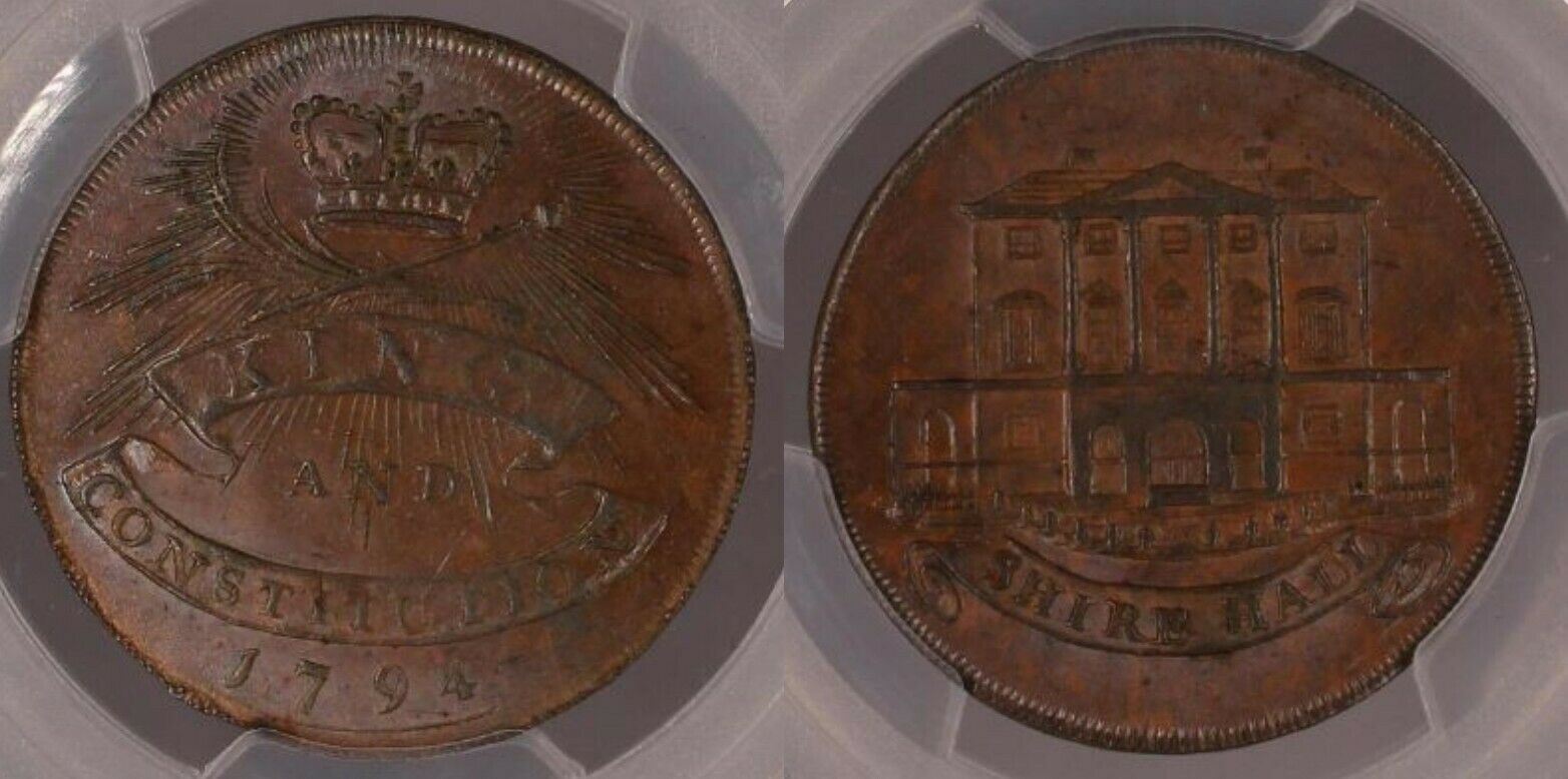 Great Britain 1794 Tk 1/2D Half Penny Essex Chelmsford DH-5e PCGS MS62BN UNC