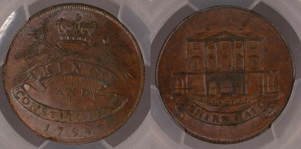Great Britain 1794 Tk 1/2D Half Penny Essex Chelmsford DH-5e PCGS MS62BN UNC
