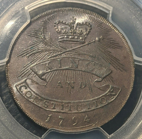 Great Britain 1794 Tk 1/2D Half Penny Essex Chelmsford DH-5e PCGS MS62BN UNC