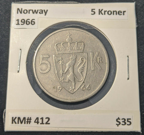 Norway 1966 5 Kroner KM# 412